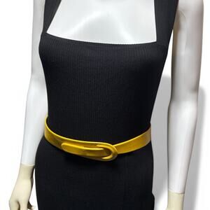 Vintage 1950s Calderon Yellow Leather Mod-Style Unique Hook Belt 26-28" Small
